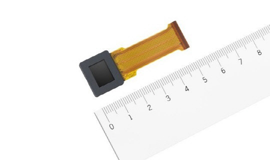 일본 소니가 개발한 0.5인치 크기의 초고해상도(1600×1200)에 세계 최초 6.3㎛의 픽셀 피치를 구현한 유기발광다이오드(OLED)마이크로 디스플레이 'ECX 339A' 모습 <소니 제공>